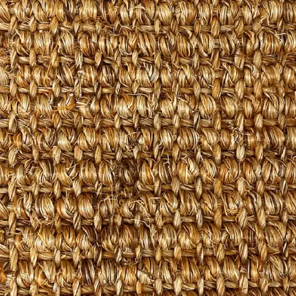 Close-up of boucle gingerbread sisal carpet