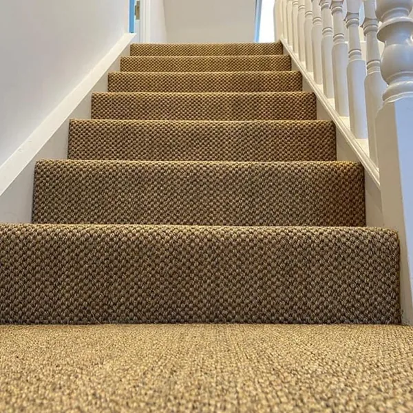 Brown tiger eye sisal carpet on staircase